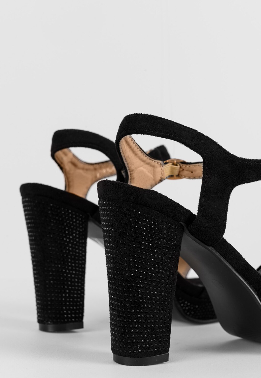 WJS czarne sandały damskie z kryształkami na obcasie i platformie WJS74054-61 Widok 4