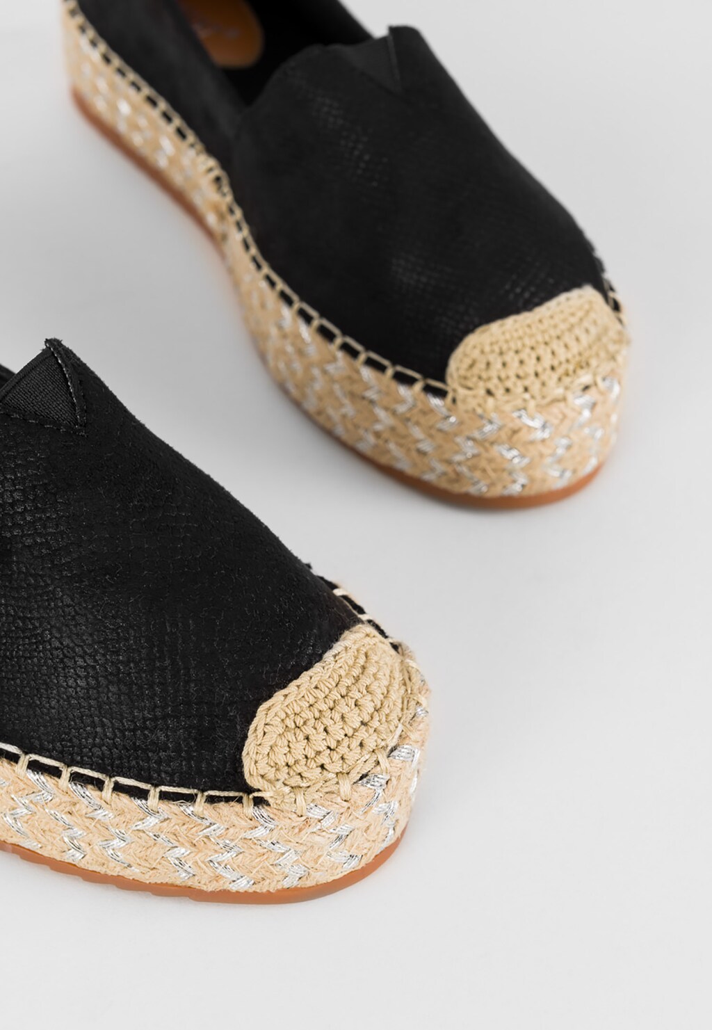 WJS czarne półbuty damskie typu espadrye  WJS43021-61 Widok 3