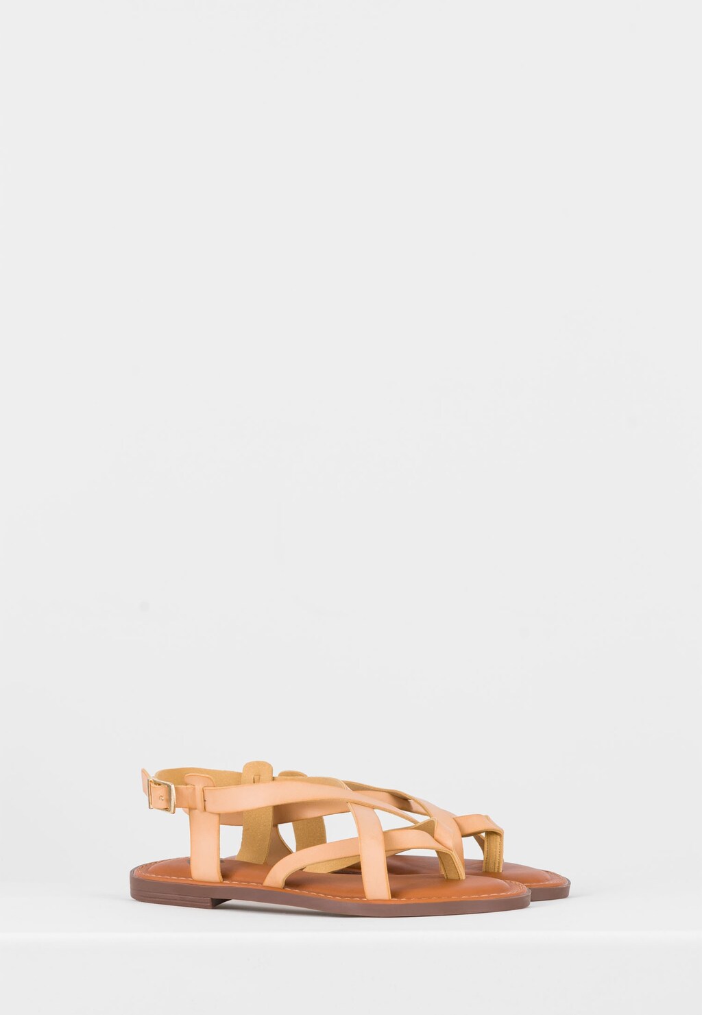 WJS beżowe sandały damskie na płaskiej podeszwie WJS74024-54 Widok 3