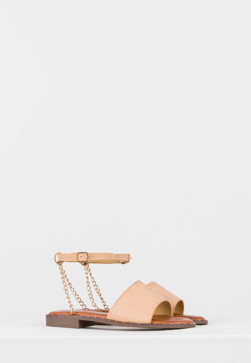 WJS beżowe sandały damskie ze złotym łańcuszkiem WJS74043-54 Widok 3