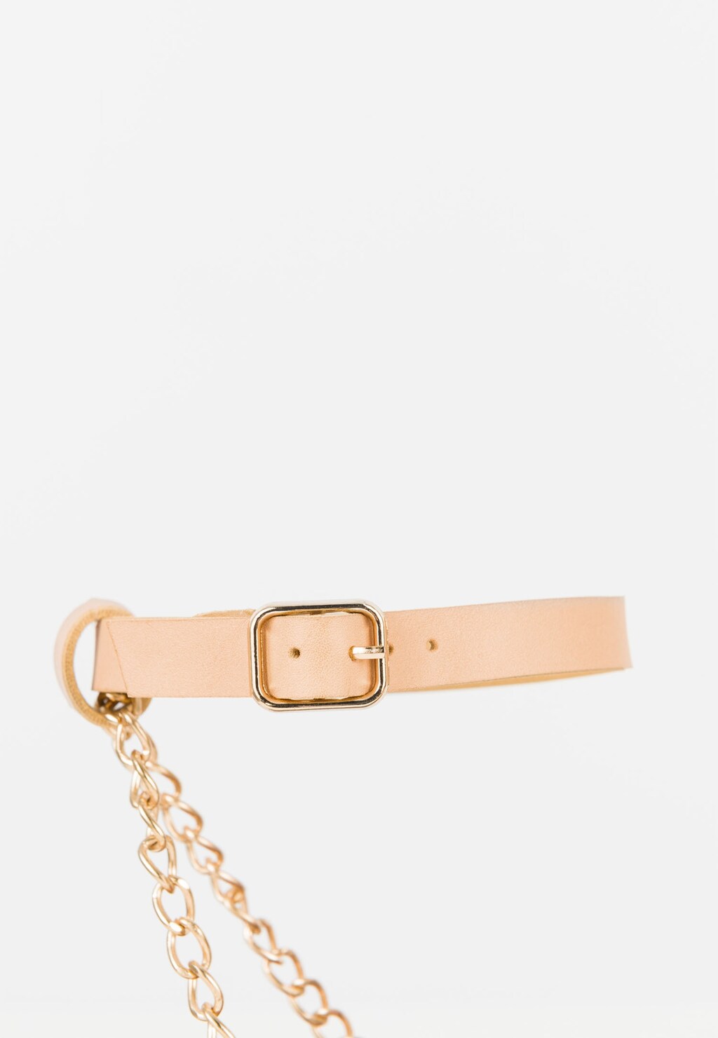 WJS beżowe sandały damskie ze złotym łańcuszkiem WJS74043-54 Widok 5