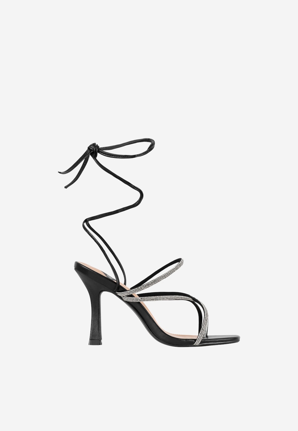 Šnurovacie čierne dámske sandále na vysokom podpätku WJS74053-51 Widok 2
