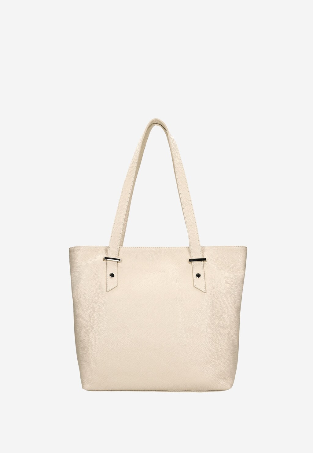 Elegancka beżowa torebka damska Wojas model 80242-54 wykonana ze skóry licowej, z długimi uchwytami i metalowymi elementami mocującymi.