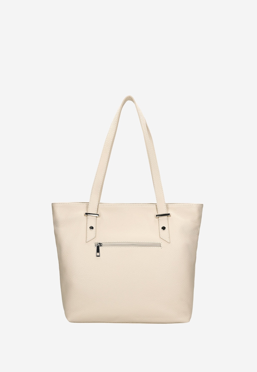 Duża beżowa torebka damska Wojas model 80242-54, wykonana z eleganckiej skóry licowej, z długimi uchwytami i praktyczną kieszenią zewnętrzną zapinaną na zamek.