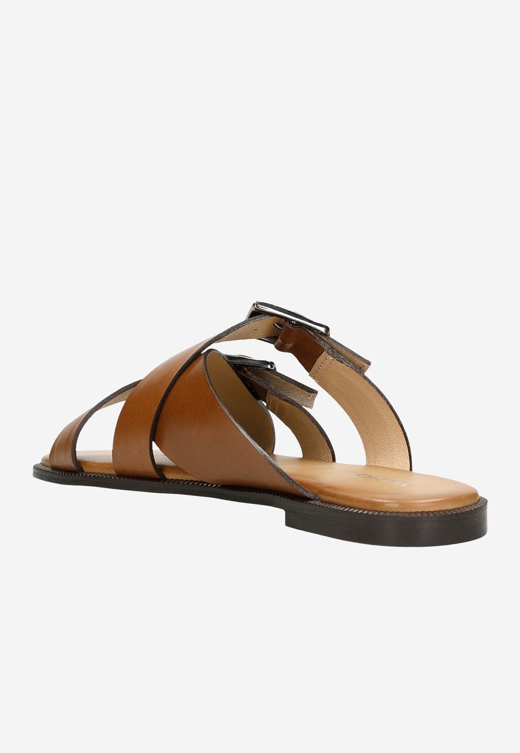 Jasnobrązowe klapki damskie ze srebrnymi sprzączkami 74074-53 Widok 4