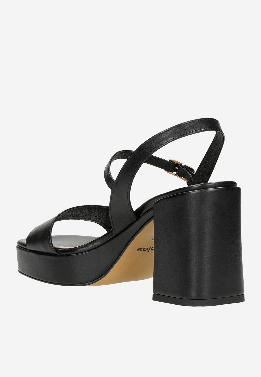 Czarne skórzane sandały damskie na słupku w stylu miejskim 76053-51 Widok 4