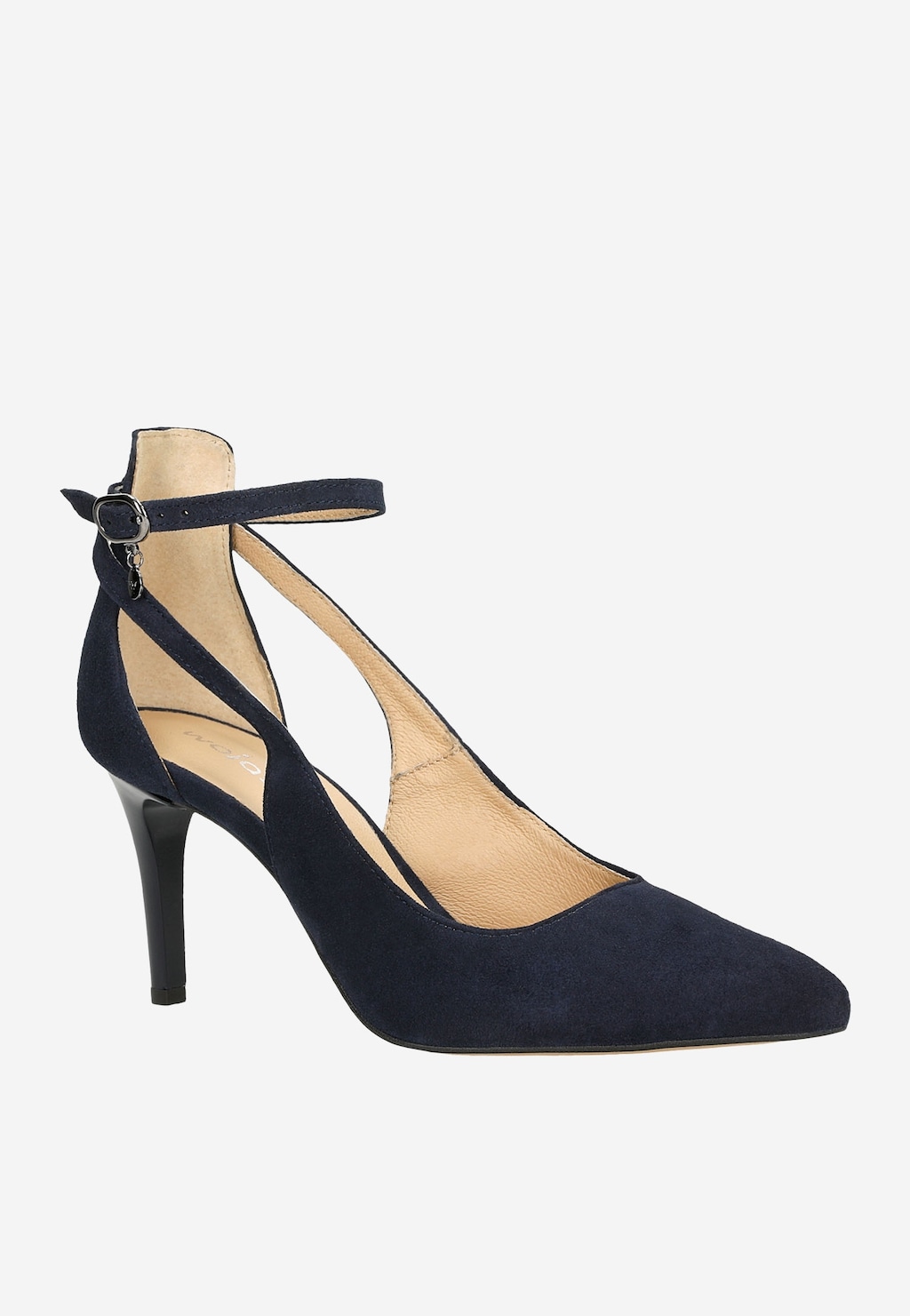 Eleganckie granatowe szpilki z weluru 35018-66 Widok 3