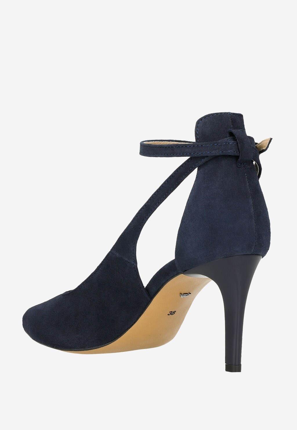 Eleganckie granatowe szpilki z weluru 35018-66 Widok 4