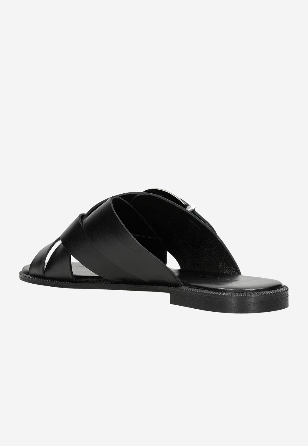 Czarne klapki damskie z ozdobną klamerką 74022-51 Widok 4