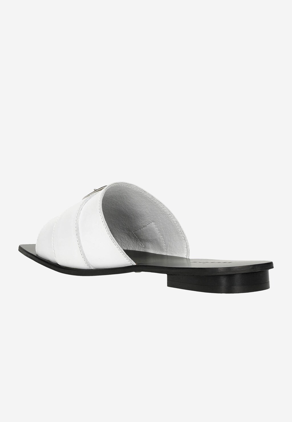 Białe klapki damskie ze srebrną klamrą 74056-59 Widok 4