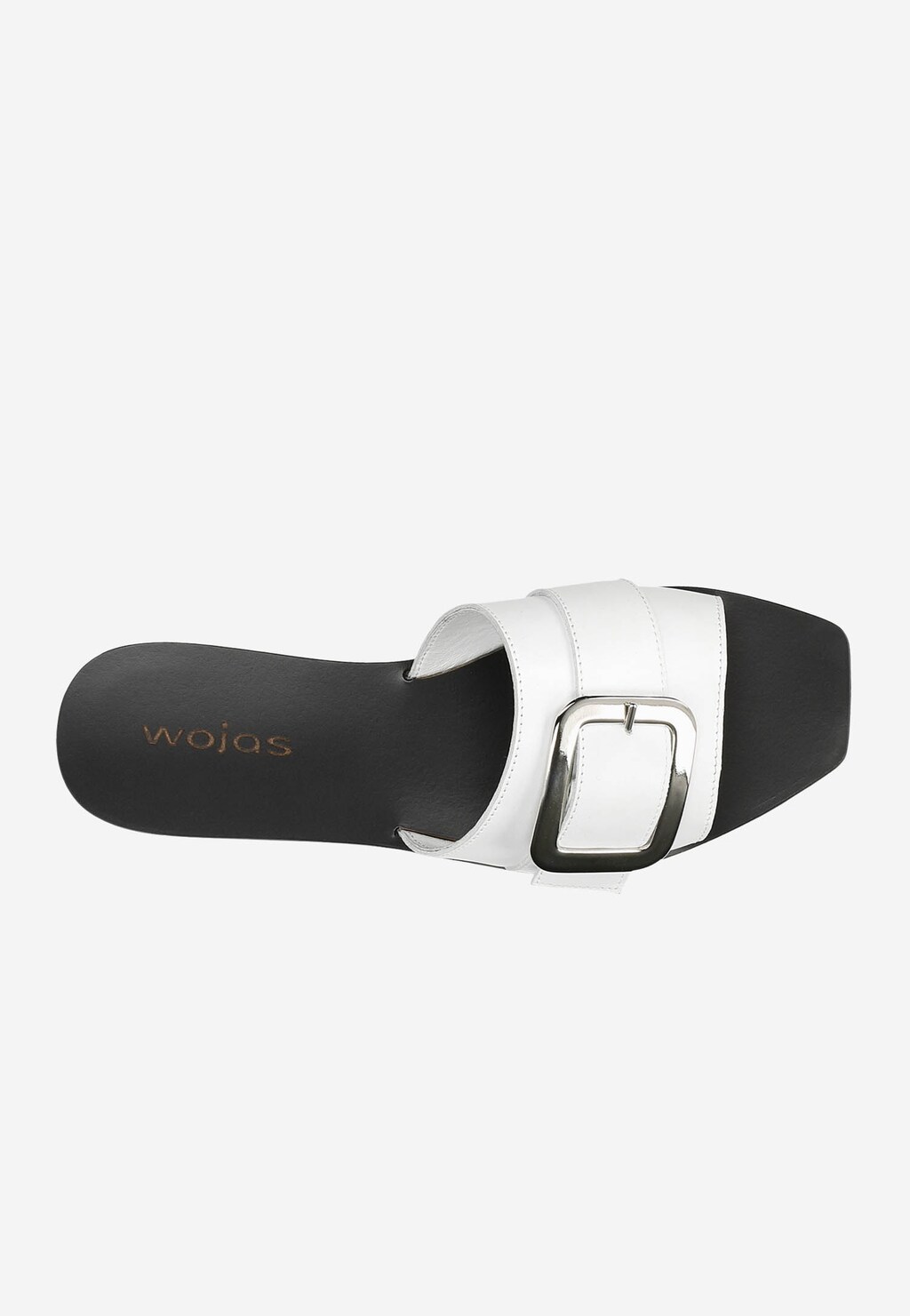 Białe klapki damskie ze srebrną klamrą 74056-59 Widok 5