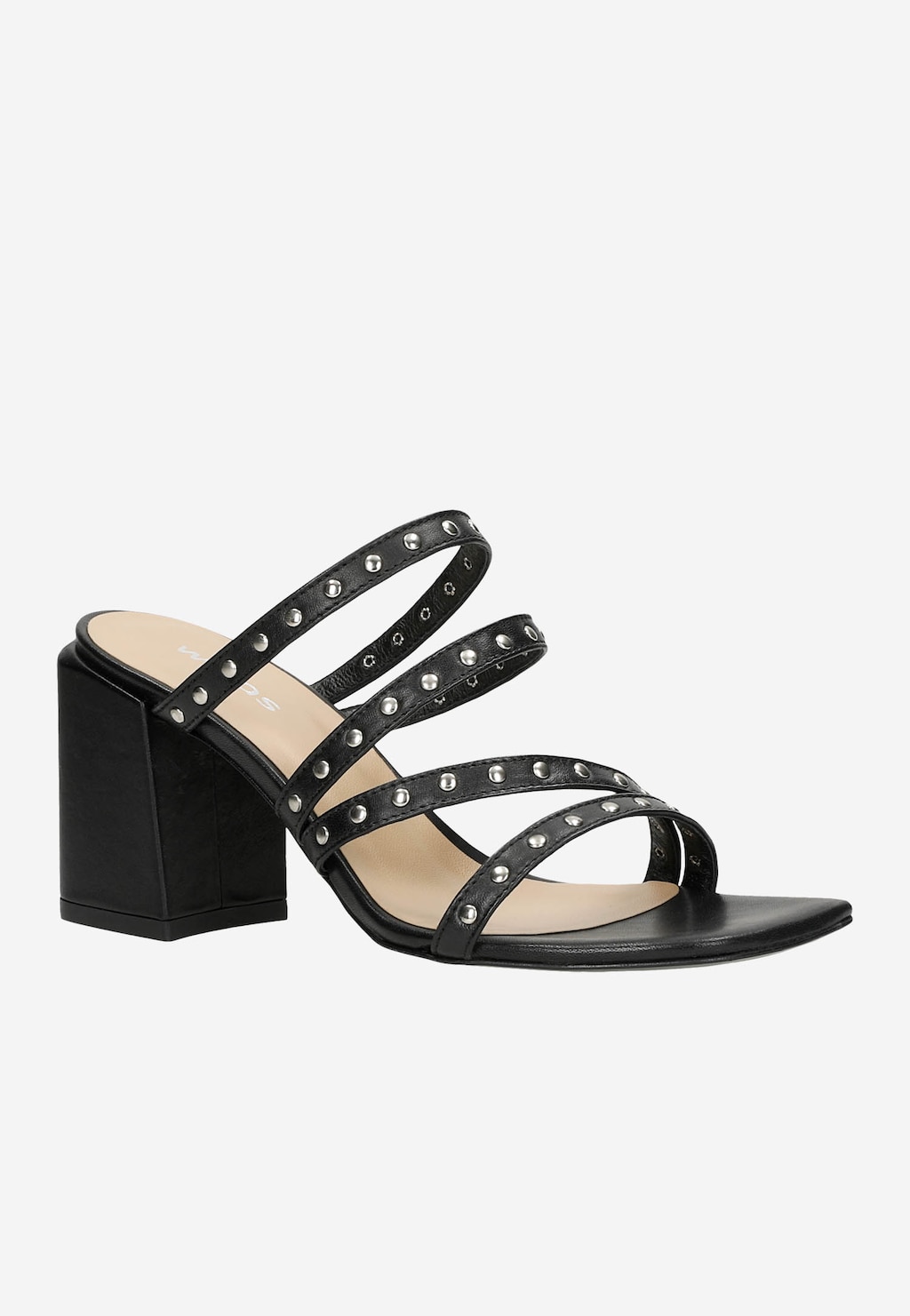 Czarne klapki damskie na obcasie w stylu urban 74080-51 Widok 3