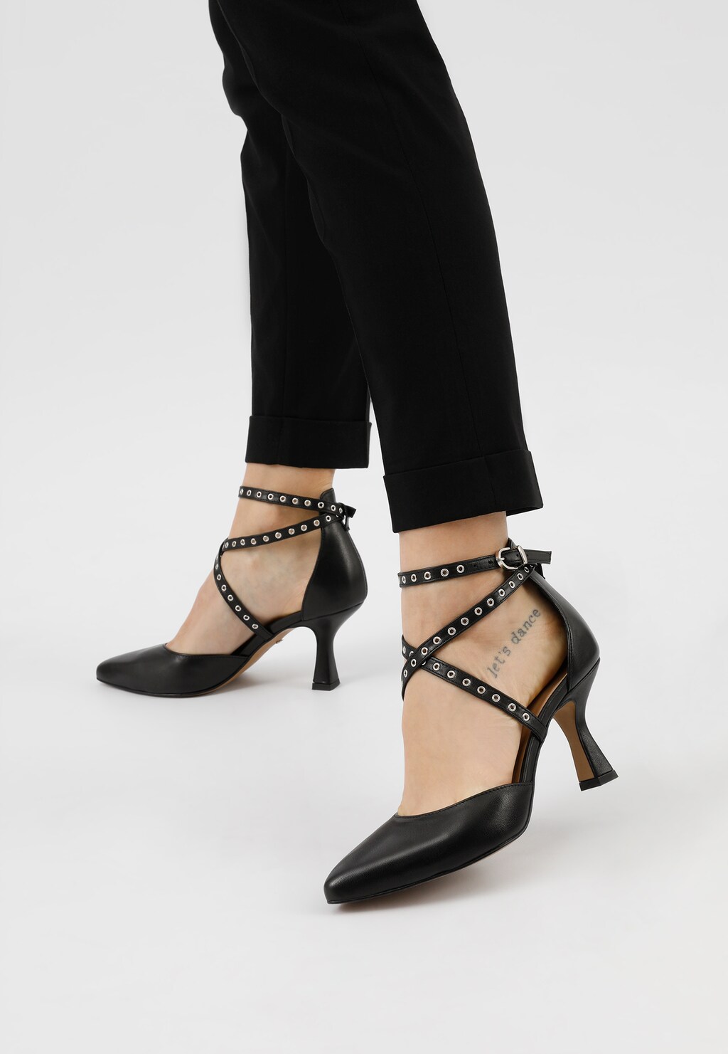 Luxusné lodičky z čiernej lícovej kože a vysokým podpätkom 35082-51 Widok 8