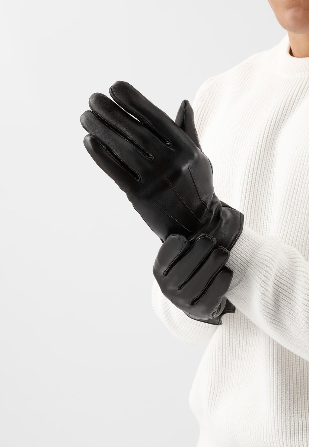 Pánske rukavice na zimu z hnedej lícovej kože 98117-52 Widok 1