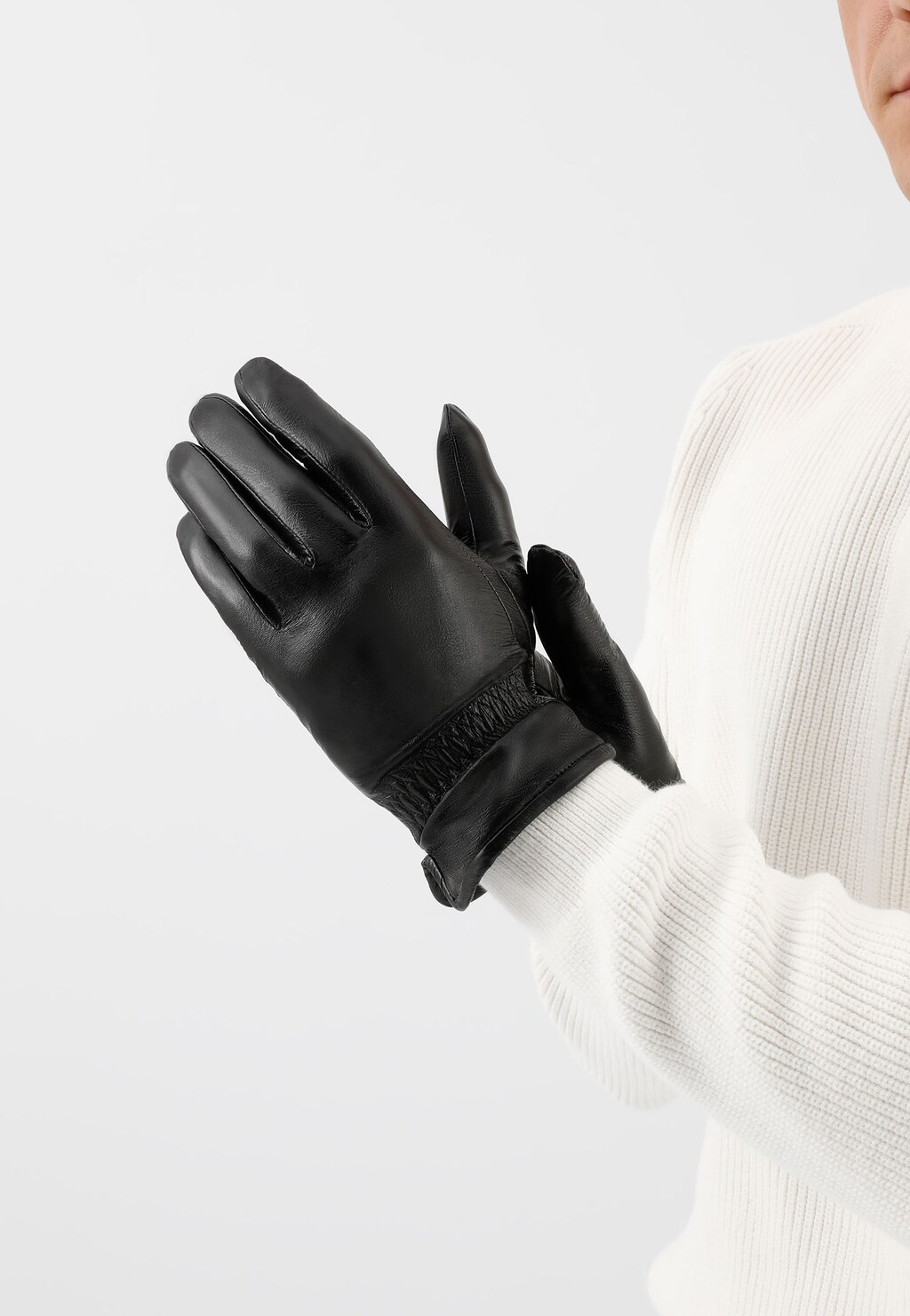 Kvalitní zimní černé pánské kožené rukavice 98123-51 Widok 5