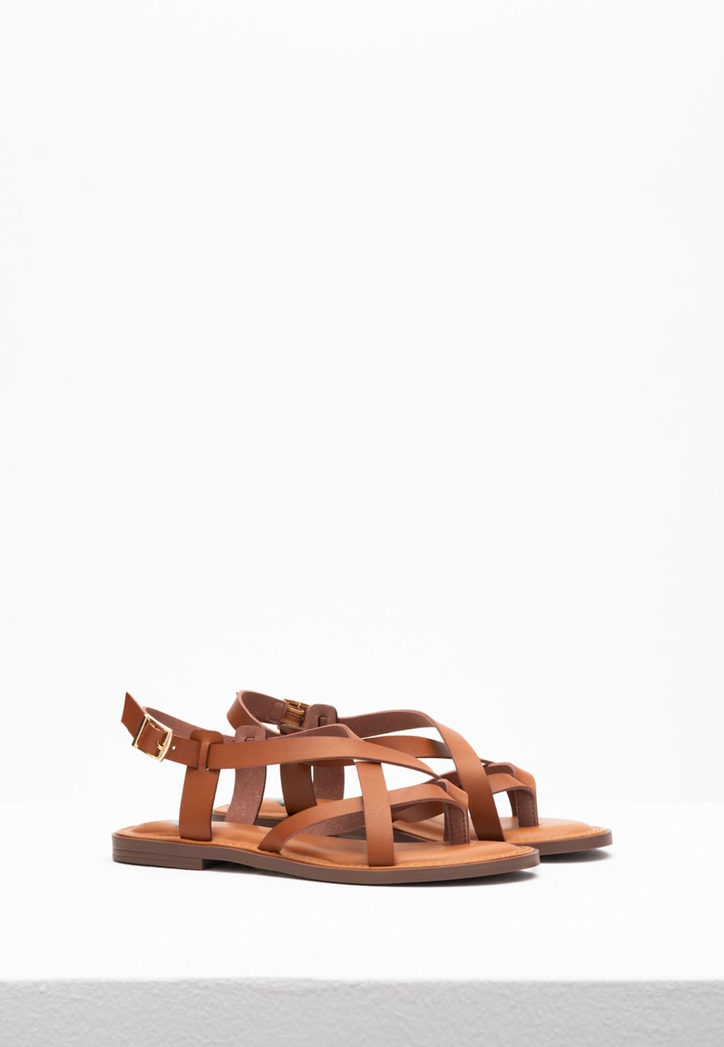 WJS brązowe sandały damskie na płaskiej podeszwie WJS74024-52 Widok 3