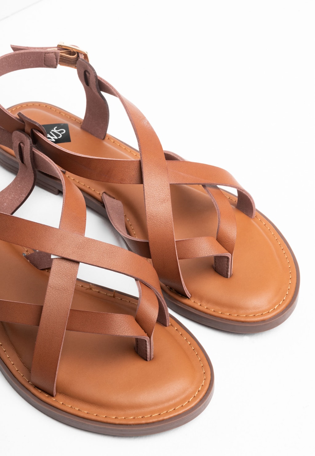 WJS brązowe sandały damskie na płaskiej podeszwie WJS74024-52 Widok 5
