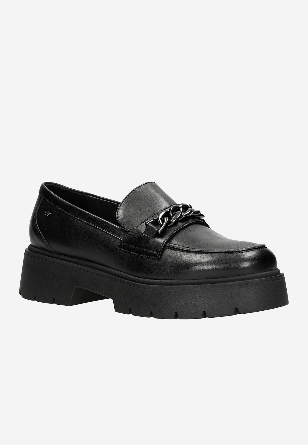 Černé kožené polobotky dámské s výraznou podrážkou 46112-51 Widok 3