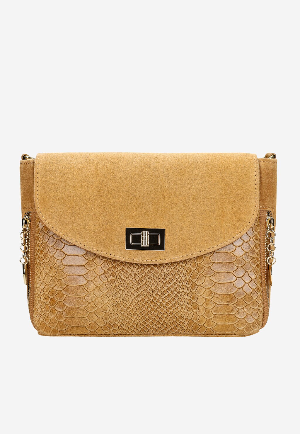 Mała jasnobrązowa torebka damska ze skóry licowej i dwoiny welurowej 80275-63 Widok 1