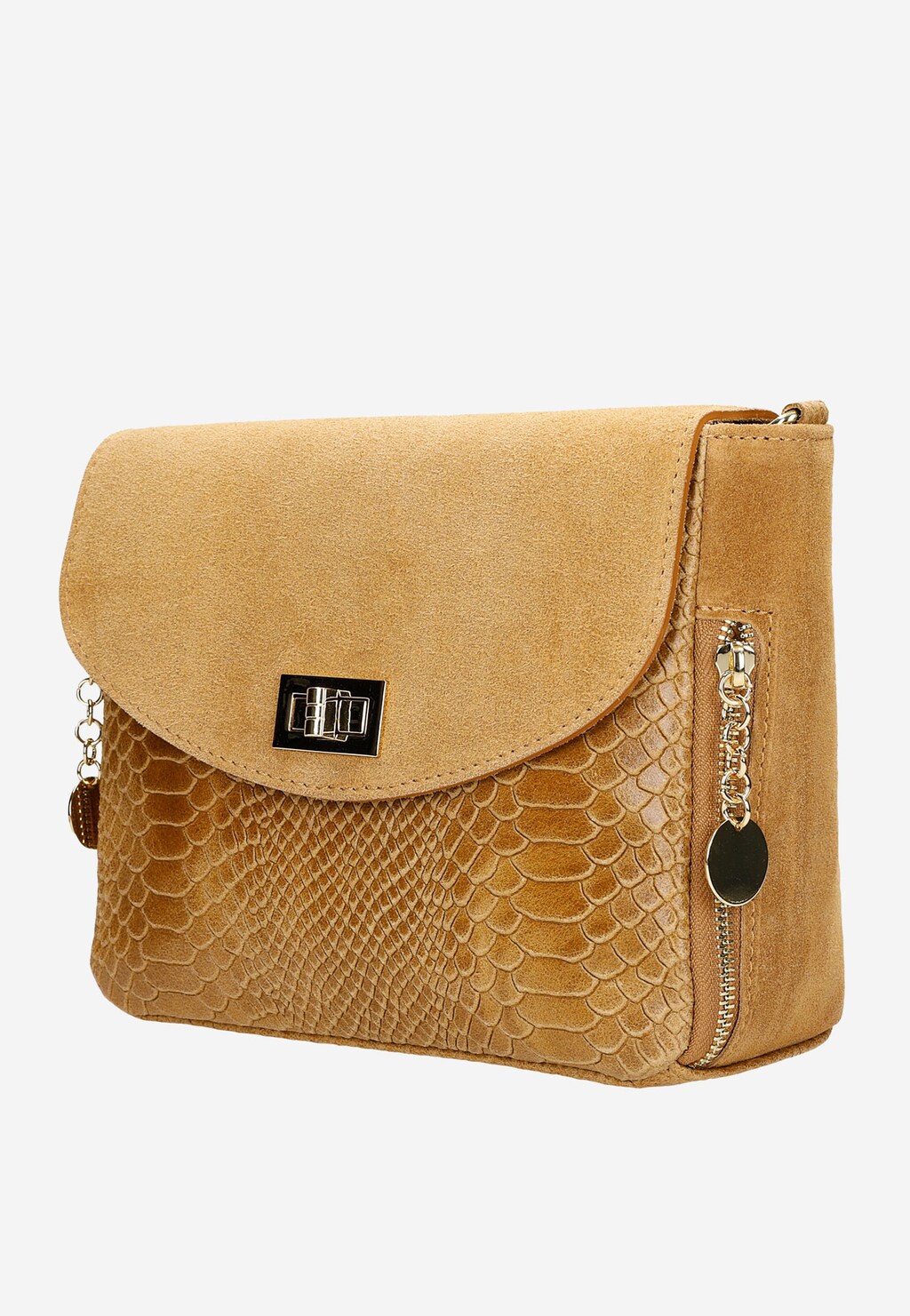 Mała jasnobrązowa torebka damska ze skóry licowej i dwoiny welurowej 80275-63 Widok 2