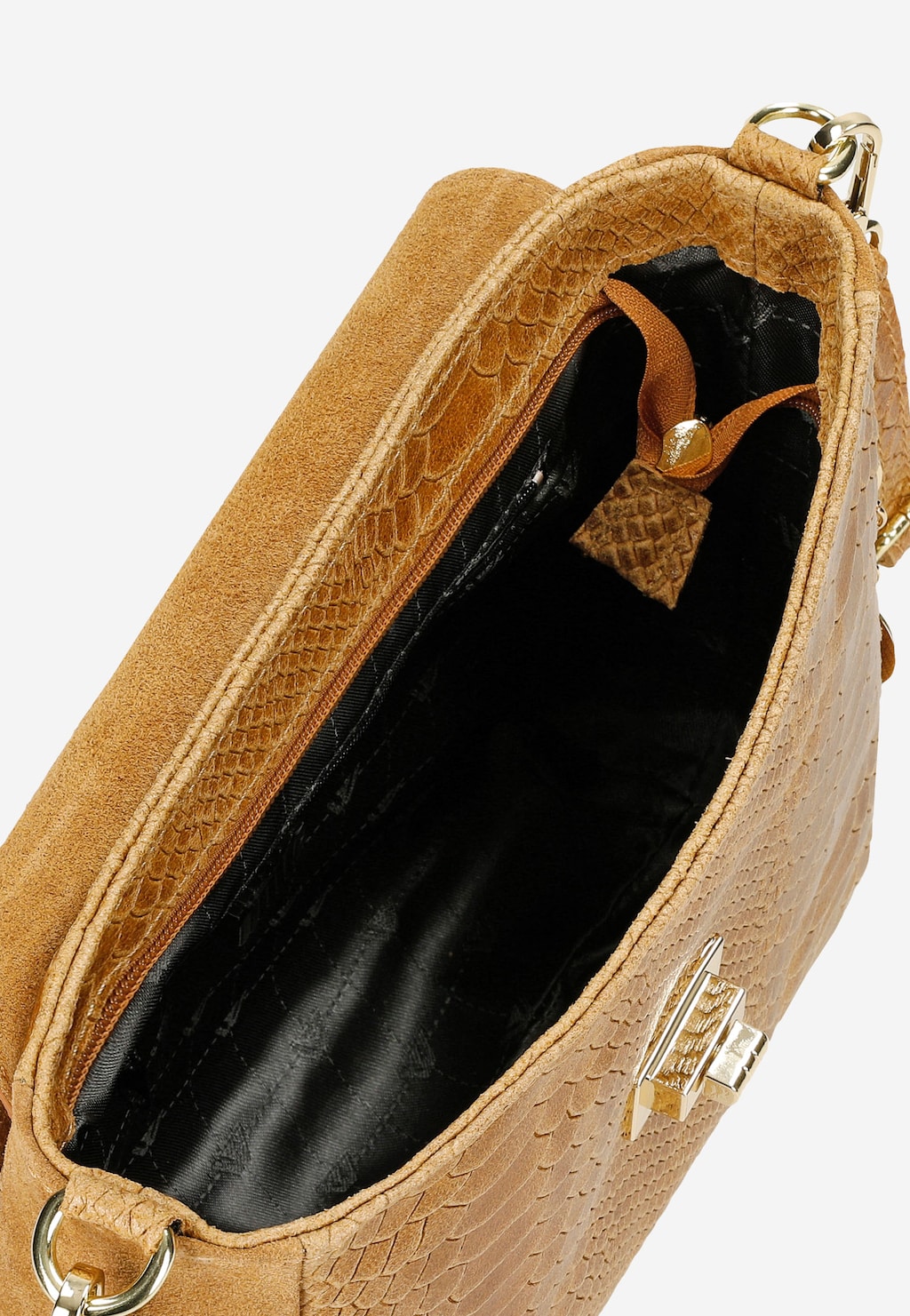 Mała jasnobrązowa torebka damska ze skóry licowej i dwoiny welurowej 80275-63 Widok 5