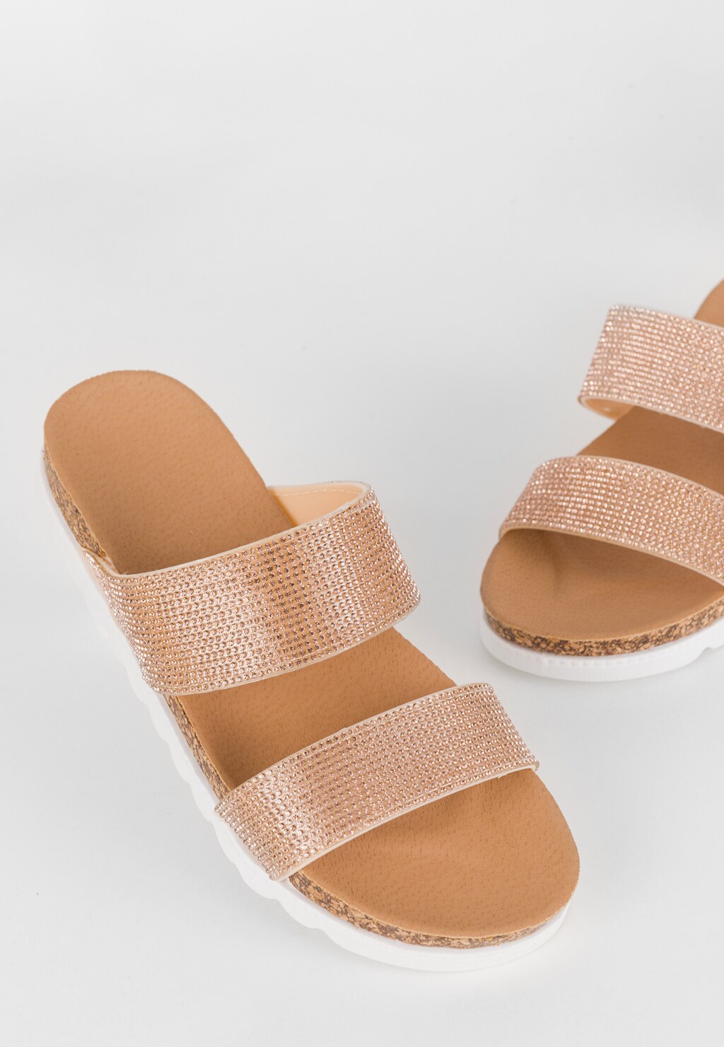 WJS złote klapki damskie ze zdobieniem na paskach WJS71045-98 Widok 4