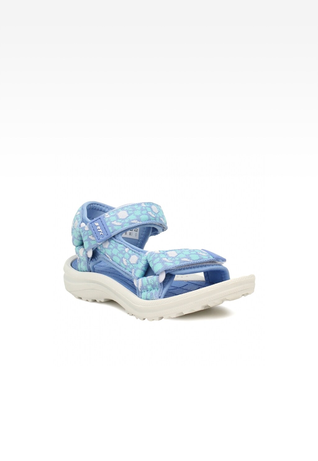 Niebiesko-białe sandały BARTEK 19058002 dla dziewcząt z rzepami, wzorem w kropki, na jasnej podeszwie. Idealne letnie obuwie dziecięce z wygodnym zapięciem.