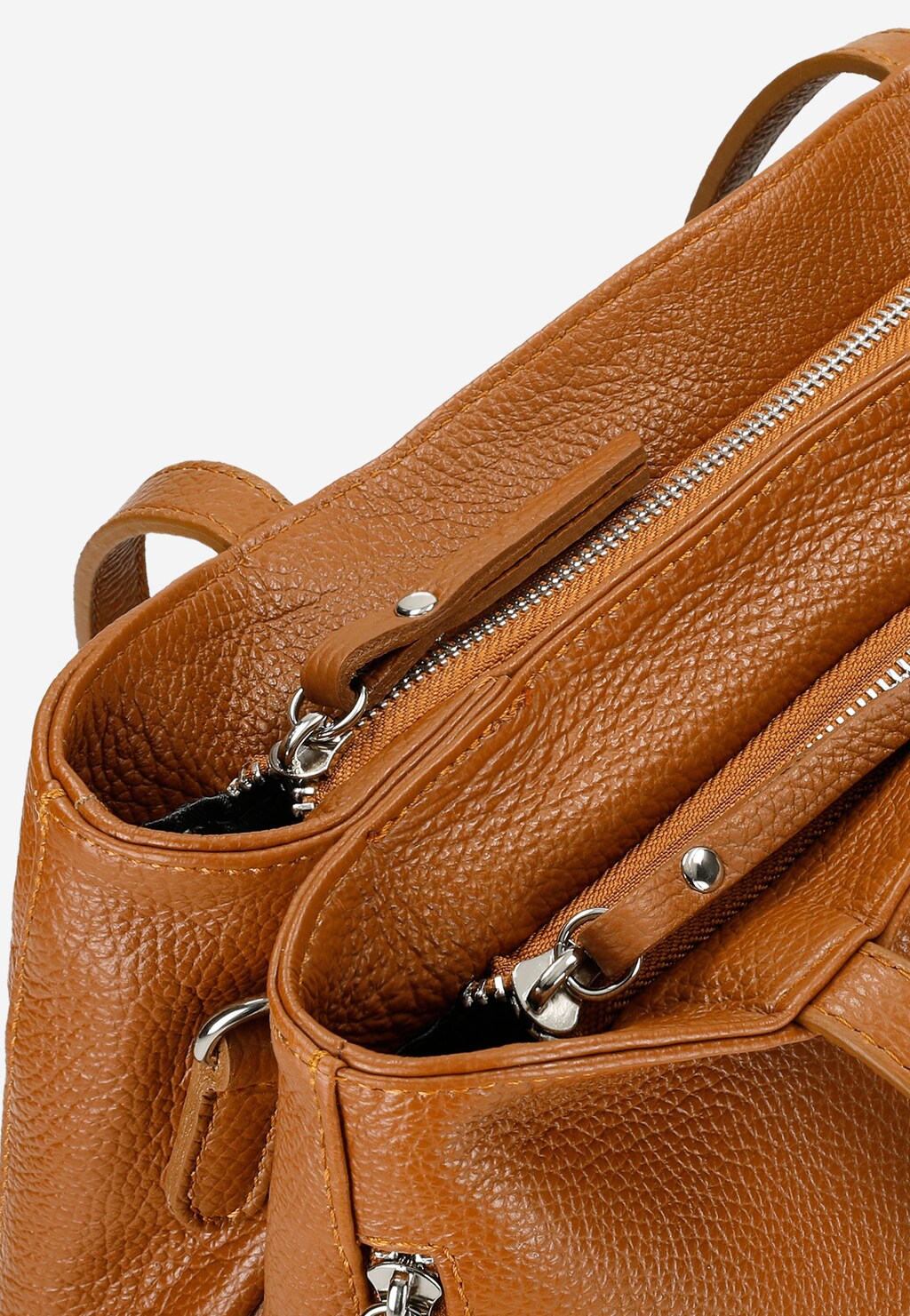 Duża skórzana jasnobrązowa torebka damska 80188-53 Widok 6