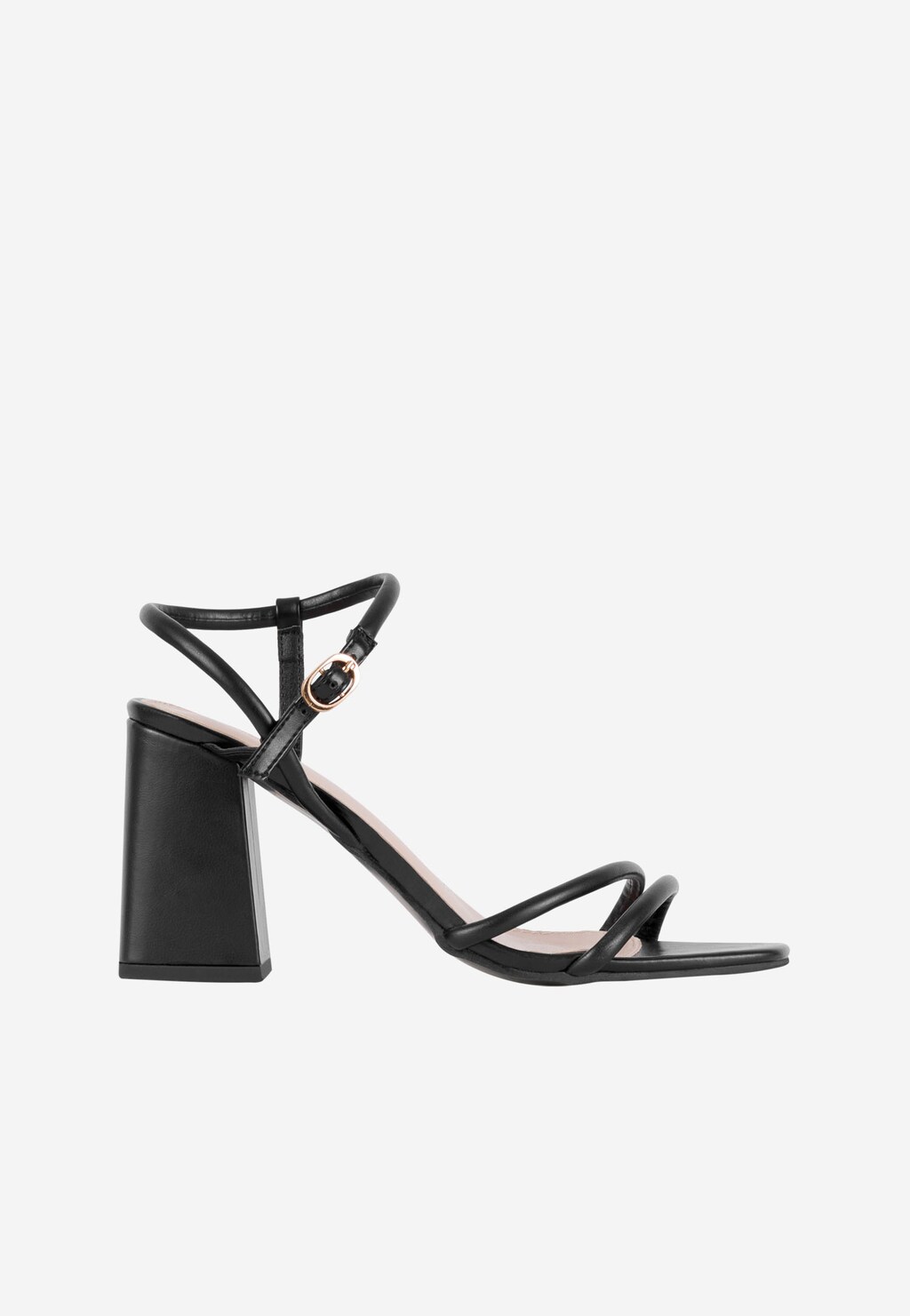 WJS czarne sandały damskie na obcasie z cieniutkimi paskami WJS74047-51 Widok 2