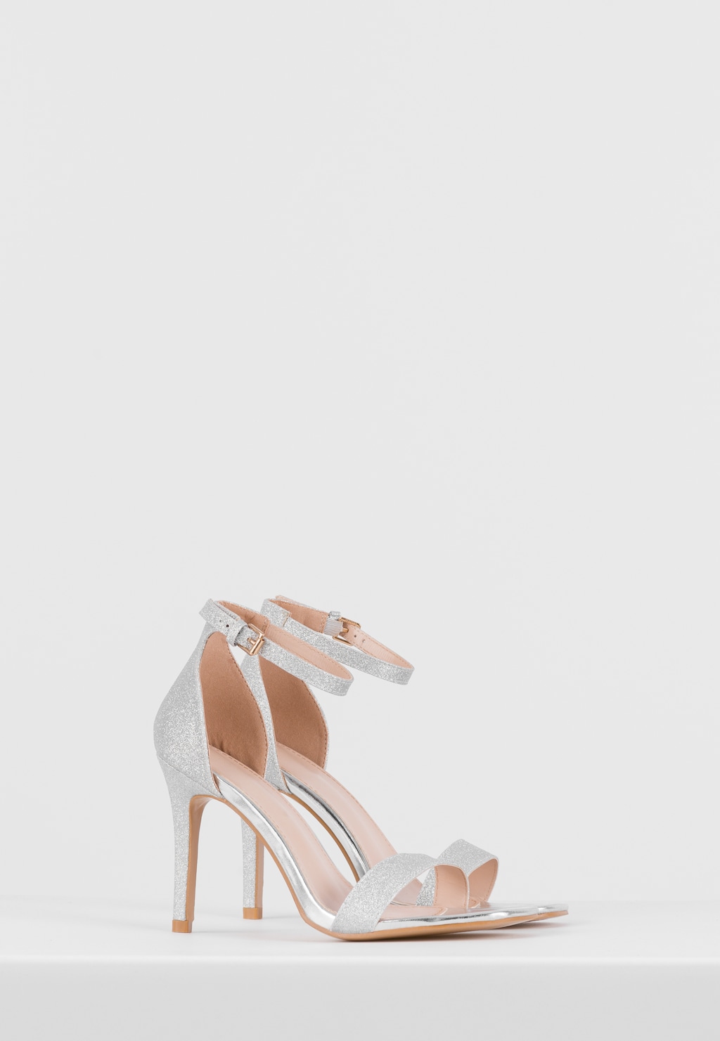 Strieborné sandále na podpätku na letnú párty WJS74048-19 Widok 3