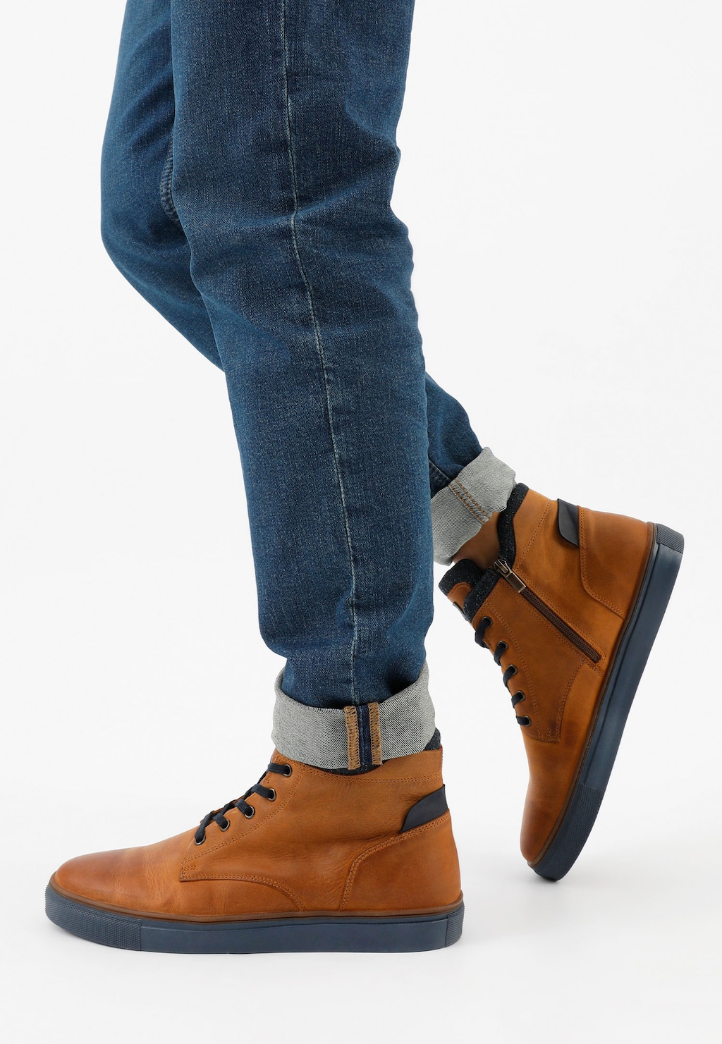 Světle hnědé pánské kotníkové boty z hladké kůže 24037-53 Widok 7