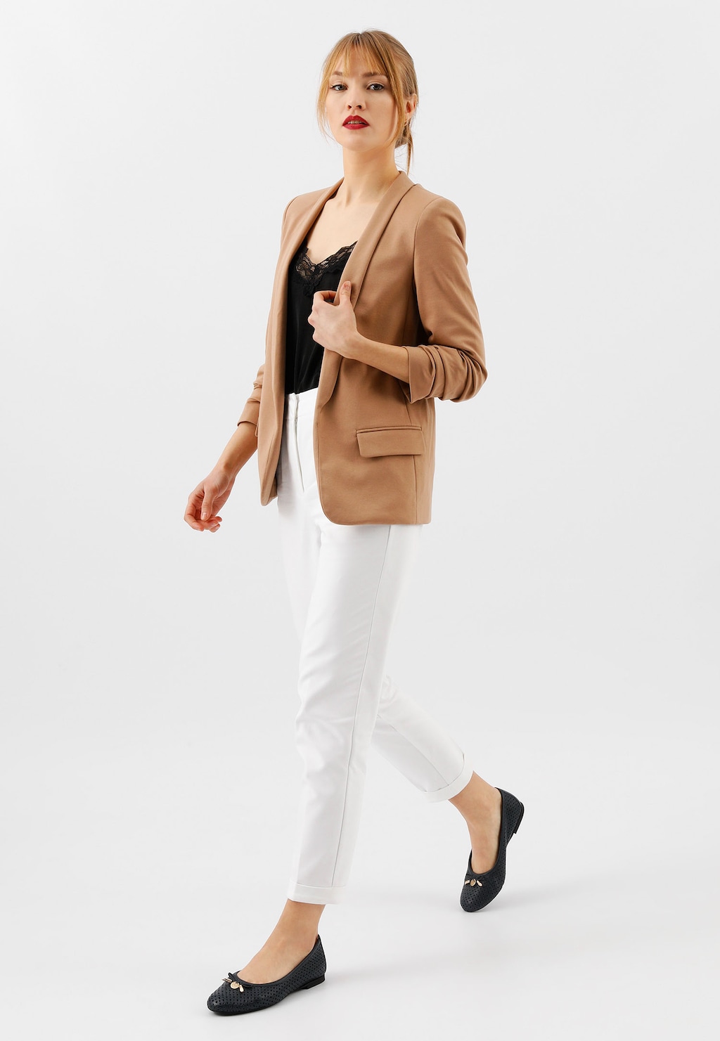 Granatowe baleriny damskie ażurowe 44006-56 Widok 7