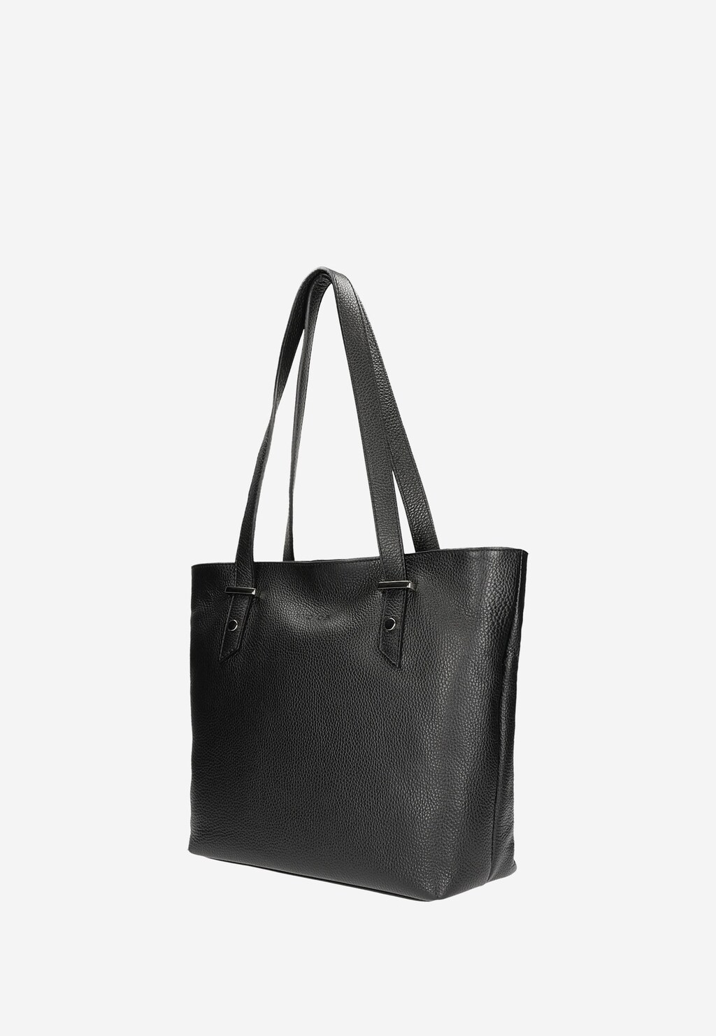 Pojemna czarna torebka damska z gładkiej skóry licowej 80242-51 Widok 2