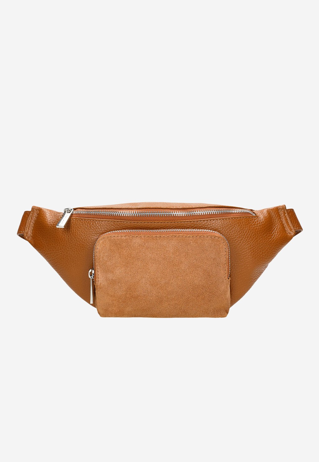 Jasnobrązowa nerka damska z połączenia skóry licowej i dwoiny welurowej 80194-73 Widok 2