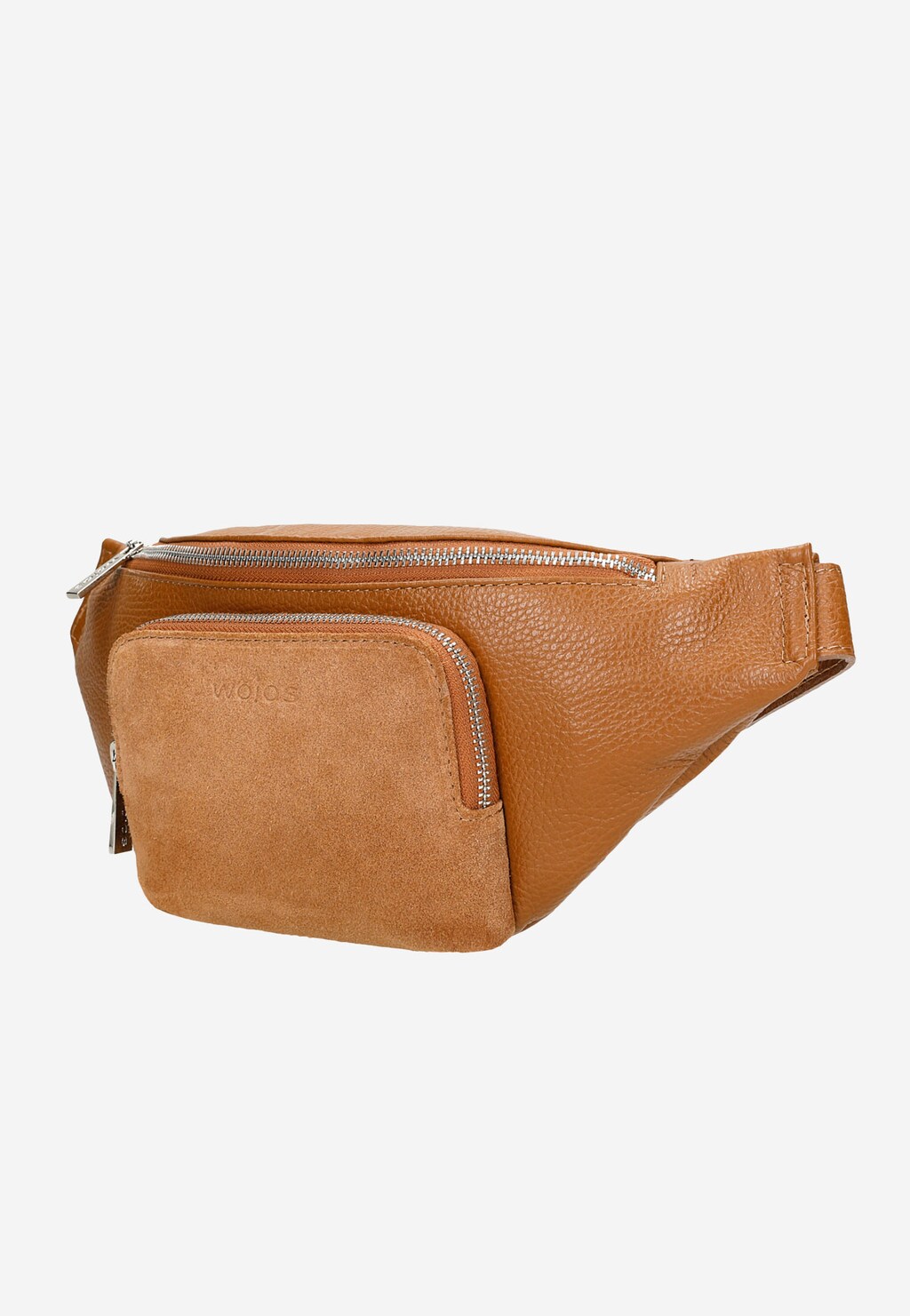 Jasnobrązowa nerka damska z połączenia skóry licowej i dwoiny welurowej 80194-73 Widok 3