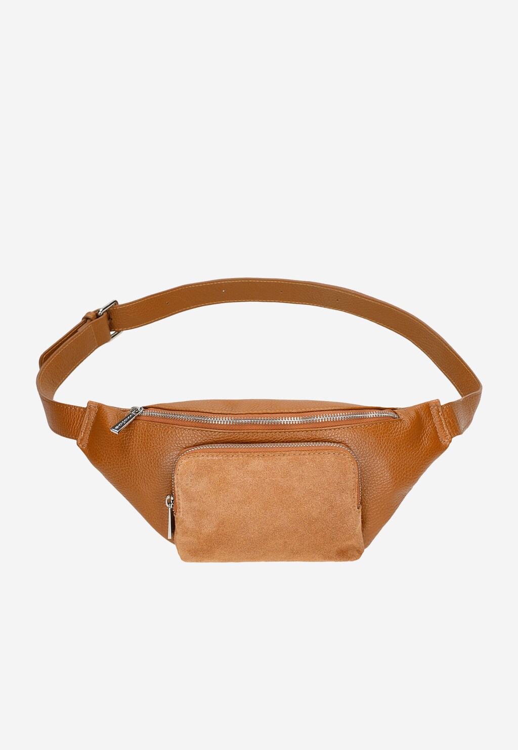 Jasnobrązowa nerka damska z połączenia skóry licowej i dwoiny welurowej 80194-73 Widok 5