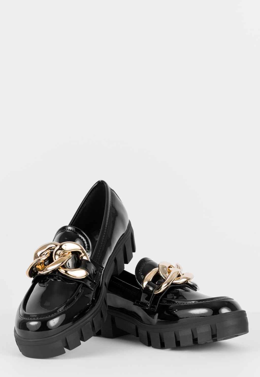 WJS lakierowane mokasyny z masywnym łańcuchem WJS64052-31 Widok 4