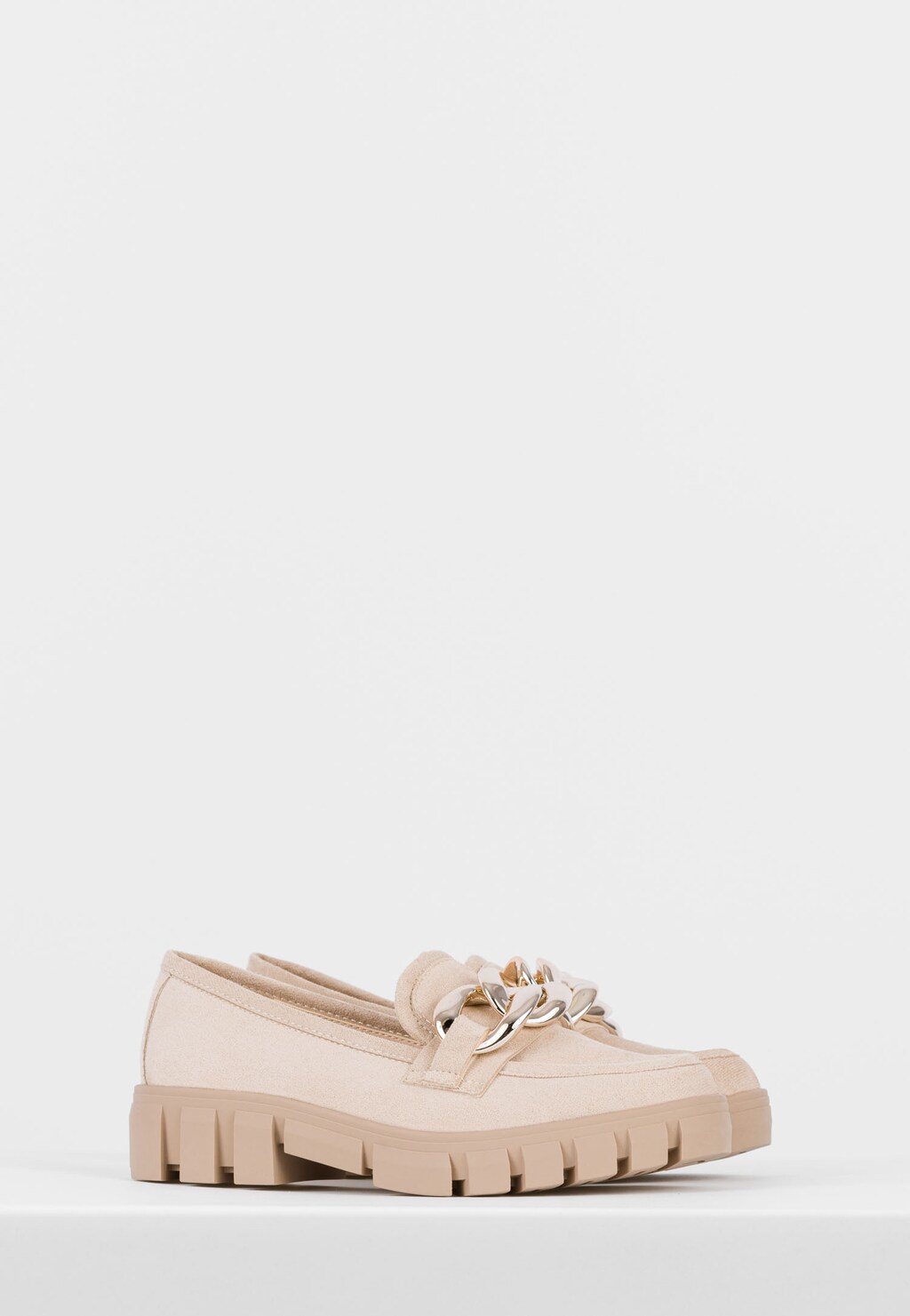 WJS beżowe mokasyny ze złotym łańcuchem WJS64052-64 Widok 2