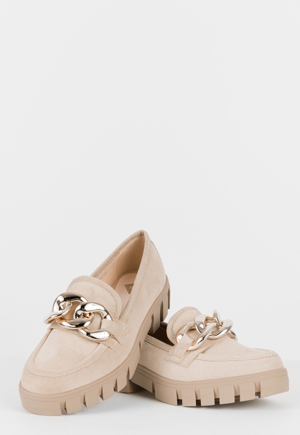 WJS beżowe mokasyny ze złotym łańcuchem WJS64052-64 Widok 4