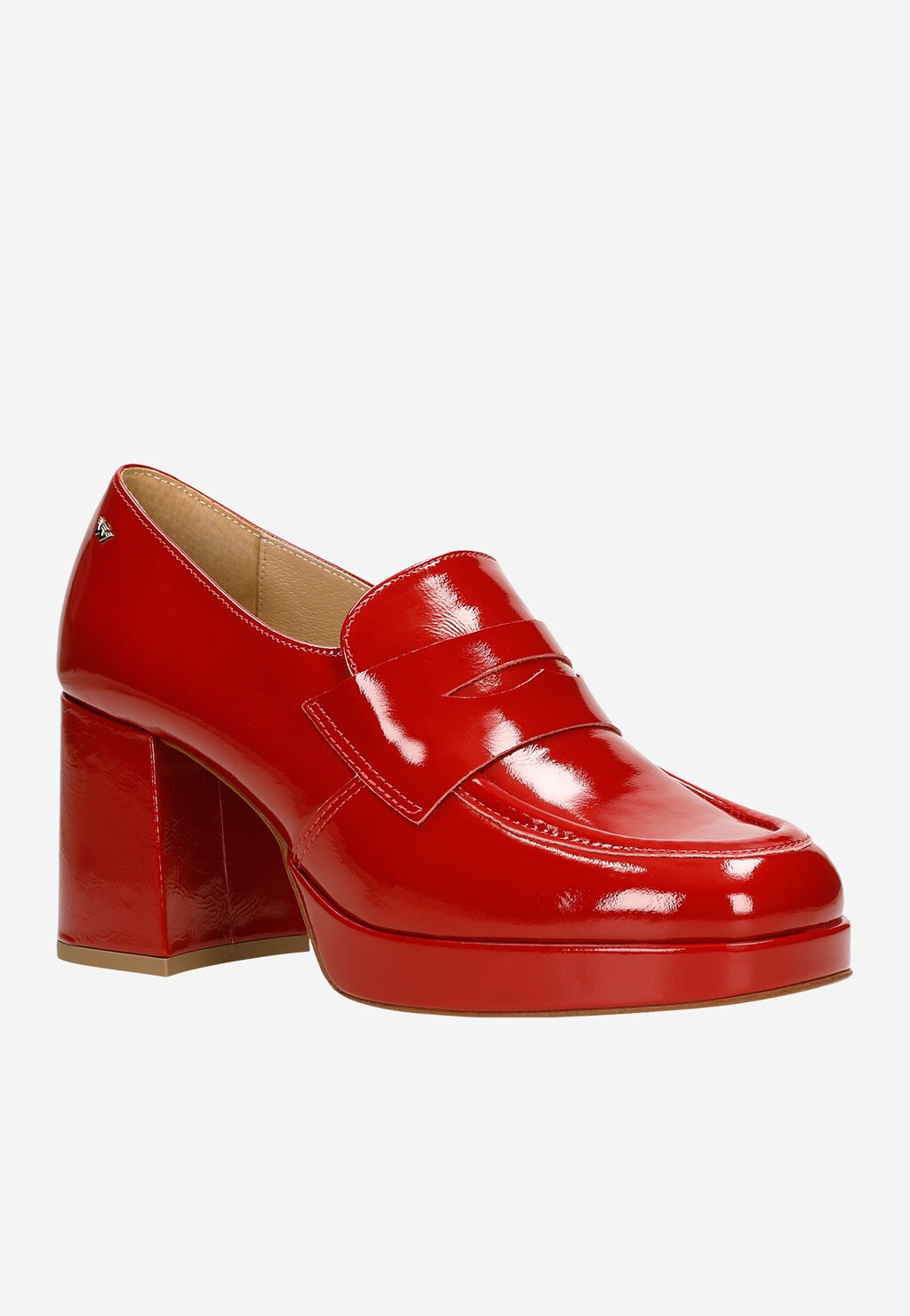 Červené kožené dámske poltopánky pre odvážne outfity 46183-35 Widok 3