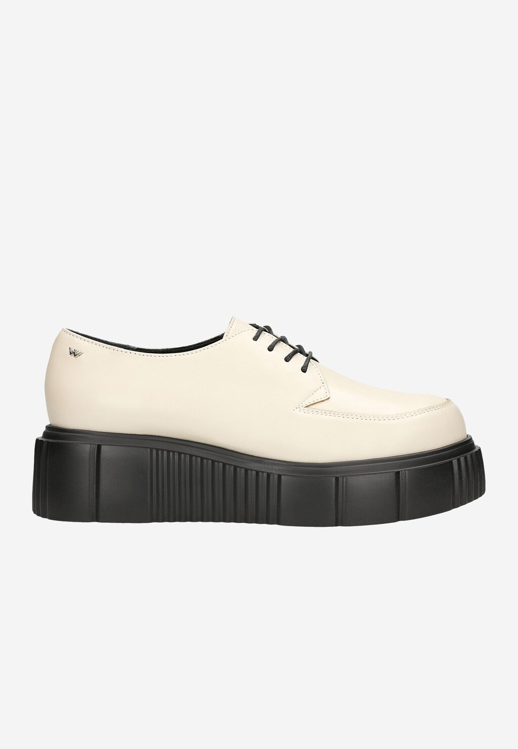 Beżowe skórzane creepersy damskie na czarnej podeszwie 46126-54 Widok 2