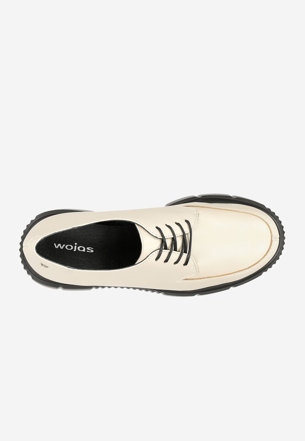 Beżowe skórzane creepersy damskie na czarnej podeszwie 46126-54 Widok 5