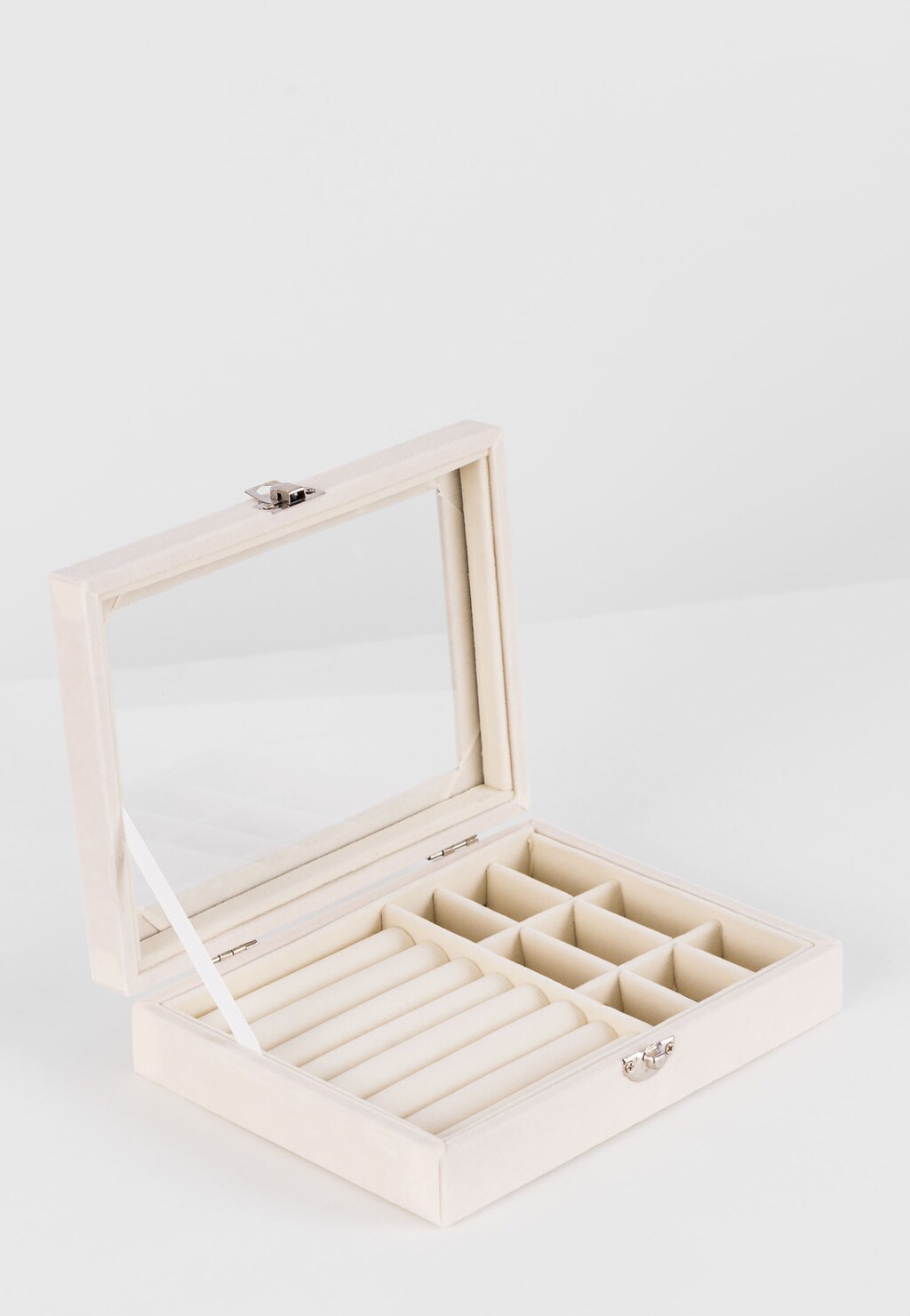 WJS beżowa szkatułka organizer na biżuterię z okienkiem WJS99001-64 Widok 2