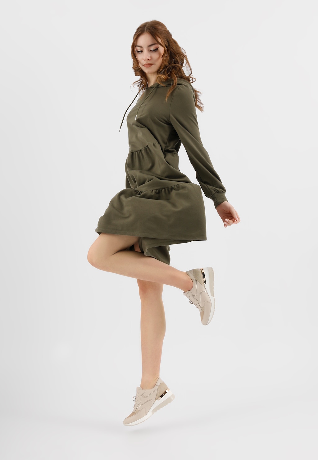 Béžové kožené polobotky dámské na klínku 46114-84 Widok 7