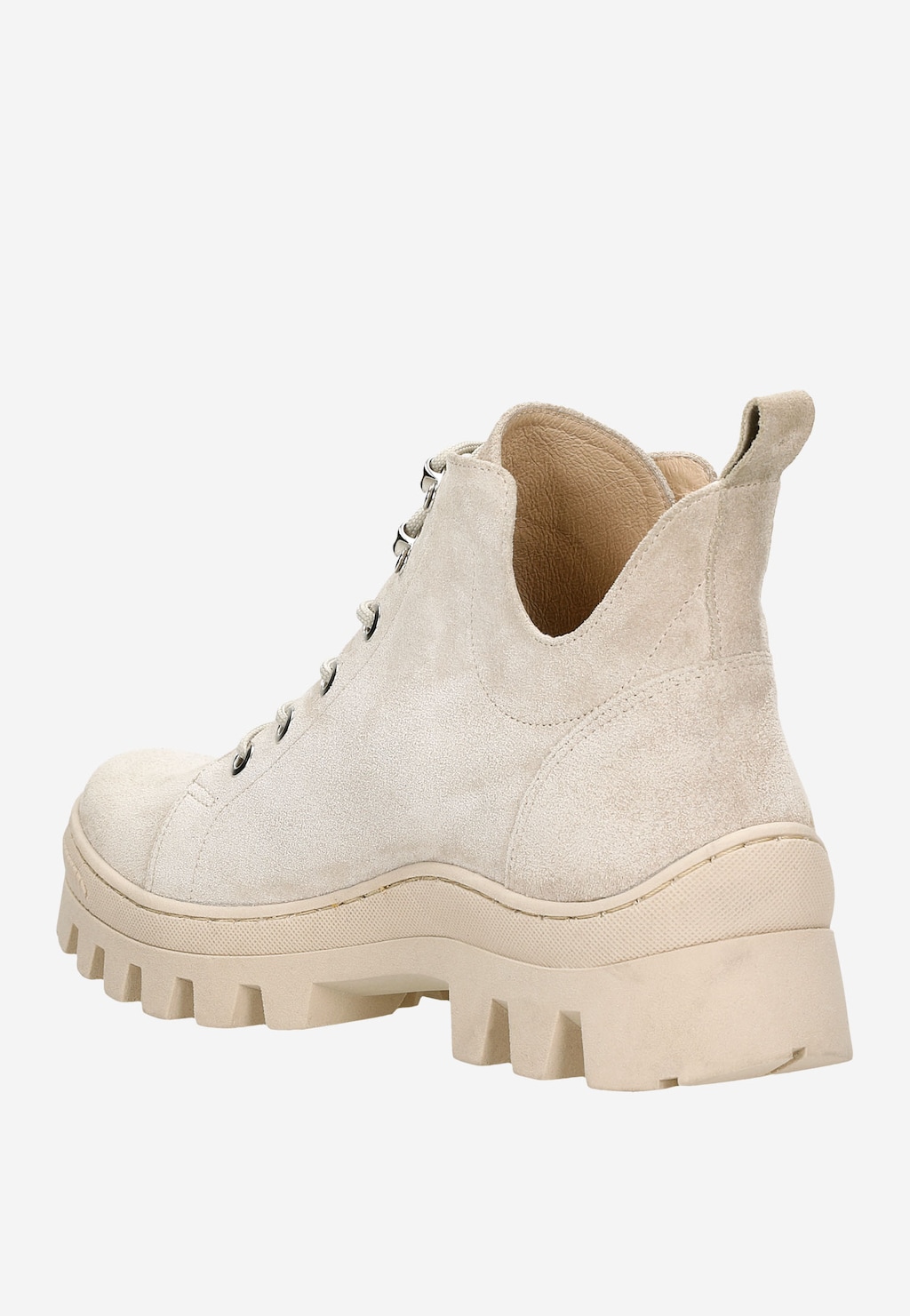 Nowoczesne beżowe trzewiki damskie z wiązaną cholewką 64073-64 Widok 4