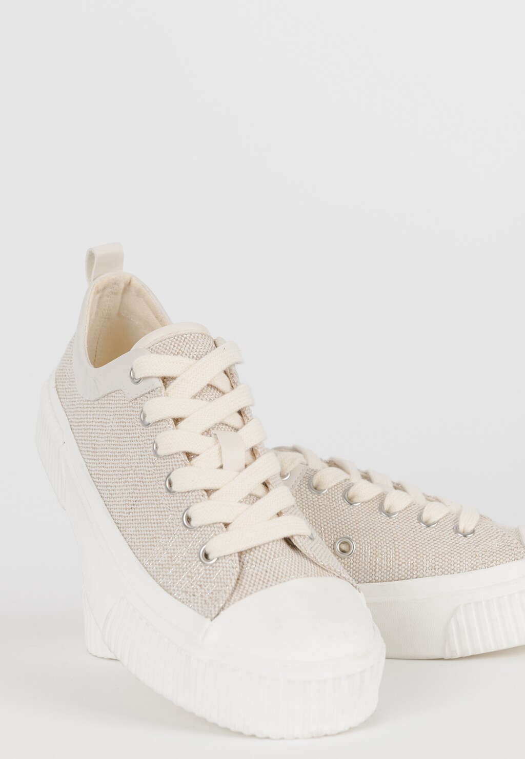 WJS beżowe półbuty damskie z przeplatanego materiału WJS64043-14 Widok 5