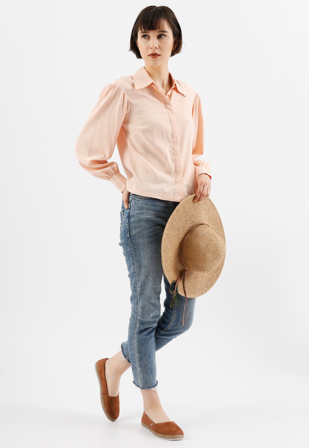 Jasně hnědé dámské polobotky z přírodní kůže 46151-63 Widok 7