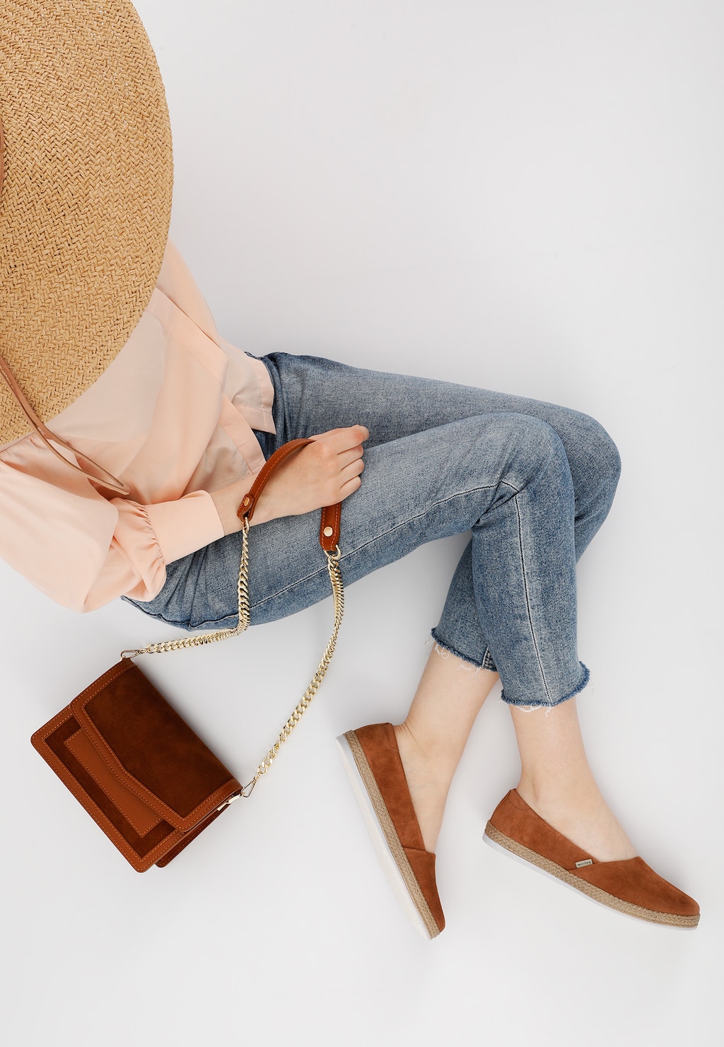 Jasně hnědé dámské polobotky z přírodní kůže 46151-63 Widok 1