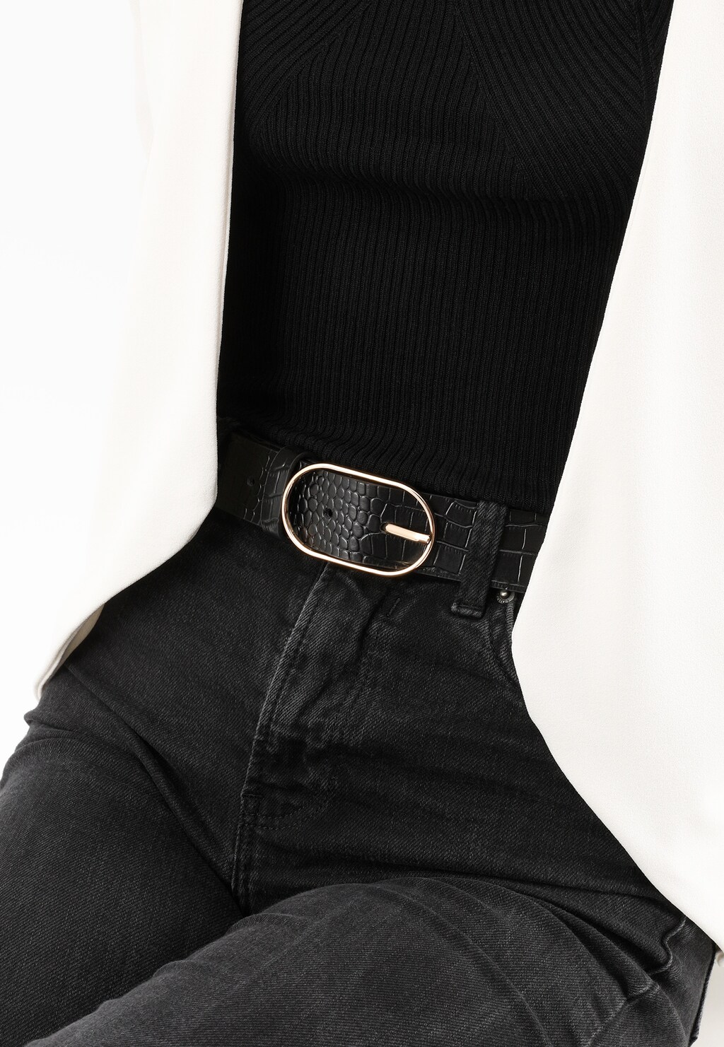 Buďte jedinečná každý deň s čiernym dámskym opaskom 93005-51 Widok 1