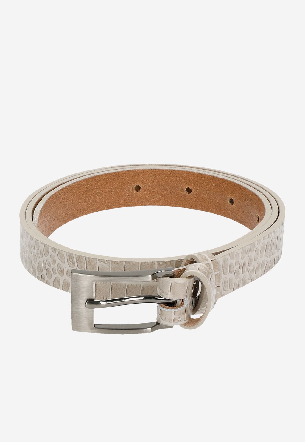 Tenký dámsky kožený opasok v béžovom prevedení 6967-54 Widok 5